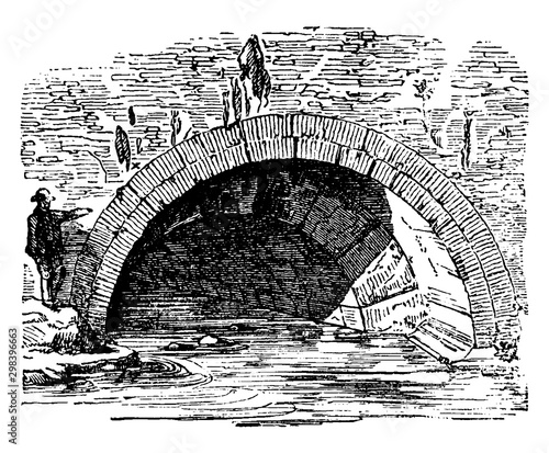 The Cloaca Maxima at Rome, vintage engraving.