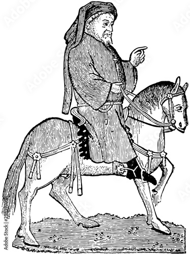 Geoffrey Chaucer, vintage illustration