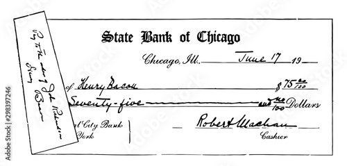 Bank Draft, vintage illustration.