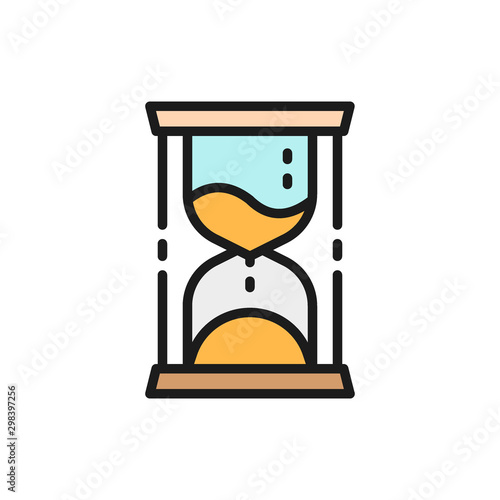 Vector hourglass, time management flat color icon.