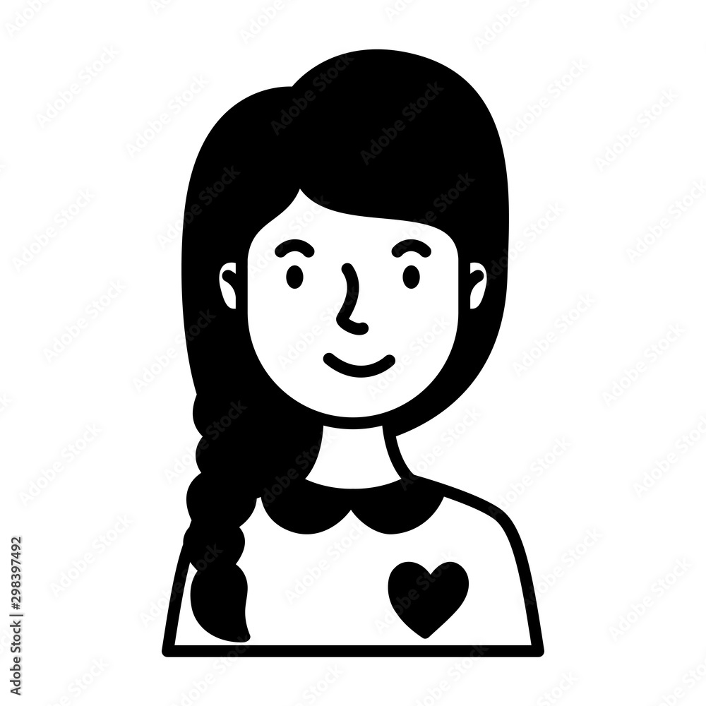 woman with hair braids character line style woman with hair braids character line style