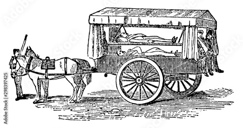 Ambulance Cart vintage illustration.