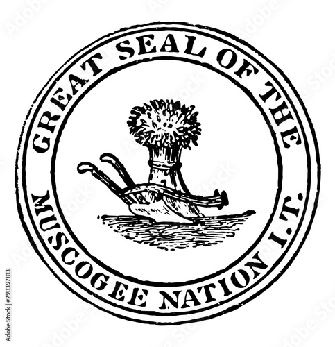 The seal of the Muscogee Nation, vintage illustration