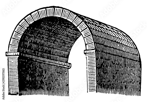 Barrel Vault, wagon,  vintage engraving.