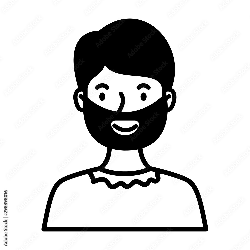 man with beard avatar character line style man with beard avatar character line style
