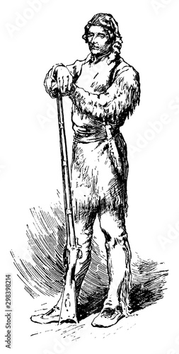 Daniel Boone, vintage illustration photo