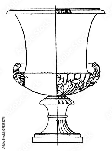 Antique Krater  is made out of marble, vintage engraving.