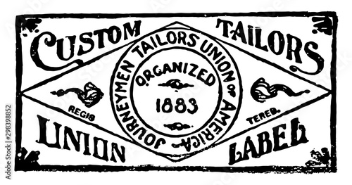 Custom Tailors Union Label, vintage illustration.