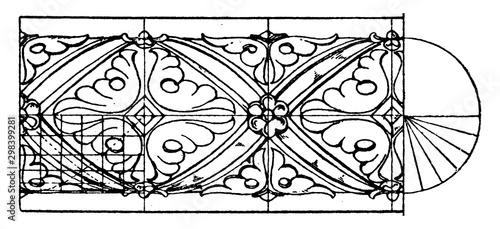 Medieval Enrichment Torus Moulding, journal covers,  vintage engraving.