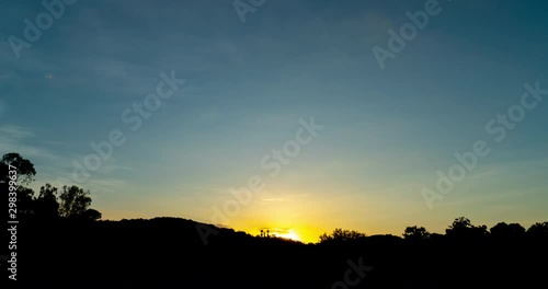 timelapse of sun goes down behind mountain silhouette