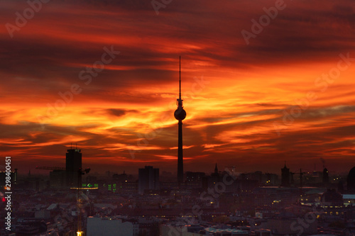 berlin sunrise skyline tv tower view