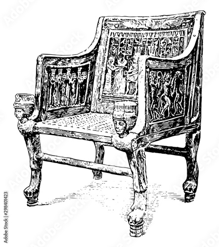 Armchair of Seti I, vintage illustration