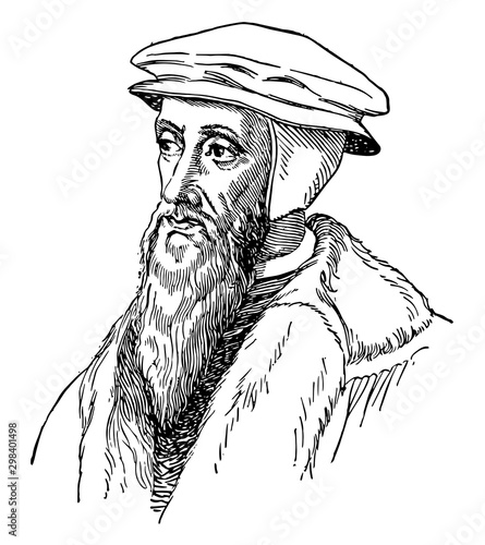 John Calvin, vintage illustration
