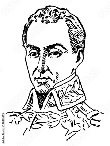Simon Bolivar, vintage illustration photo