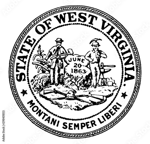 The Seal of the State of West Virginia, vintage illustration Fototapeta