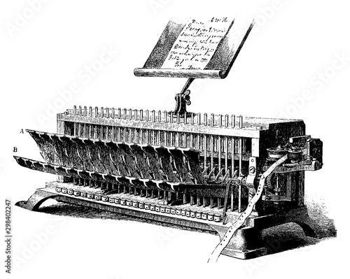 Perforating Machine, vintage illustration.