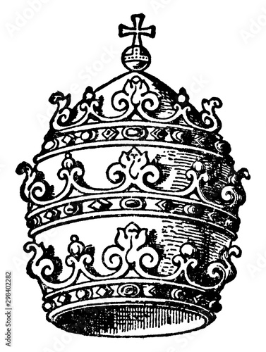 Prominent symbol of the papacy, vintage engraving.