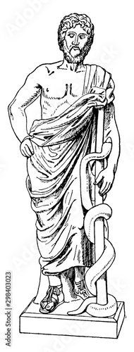 Asclepius vintage illustration.