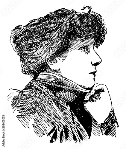 Sarah Bernhardt, vintage illustration