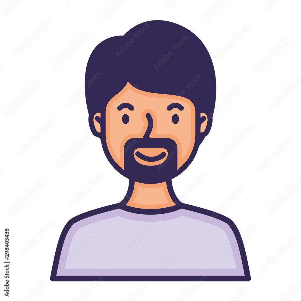 man with beard avatar character fill style