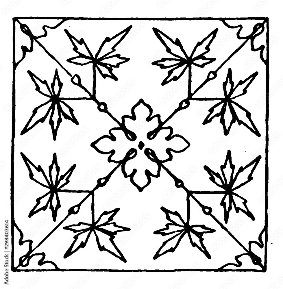 Medieval Tile Pattern is a simple leaves pattern, vintage engraving. Stock  Vector | Adobe Stock