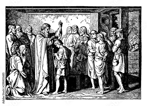 David is Anointed King by Samuel vintage illustration.