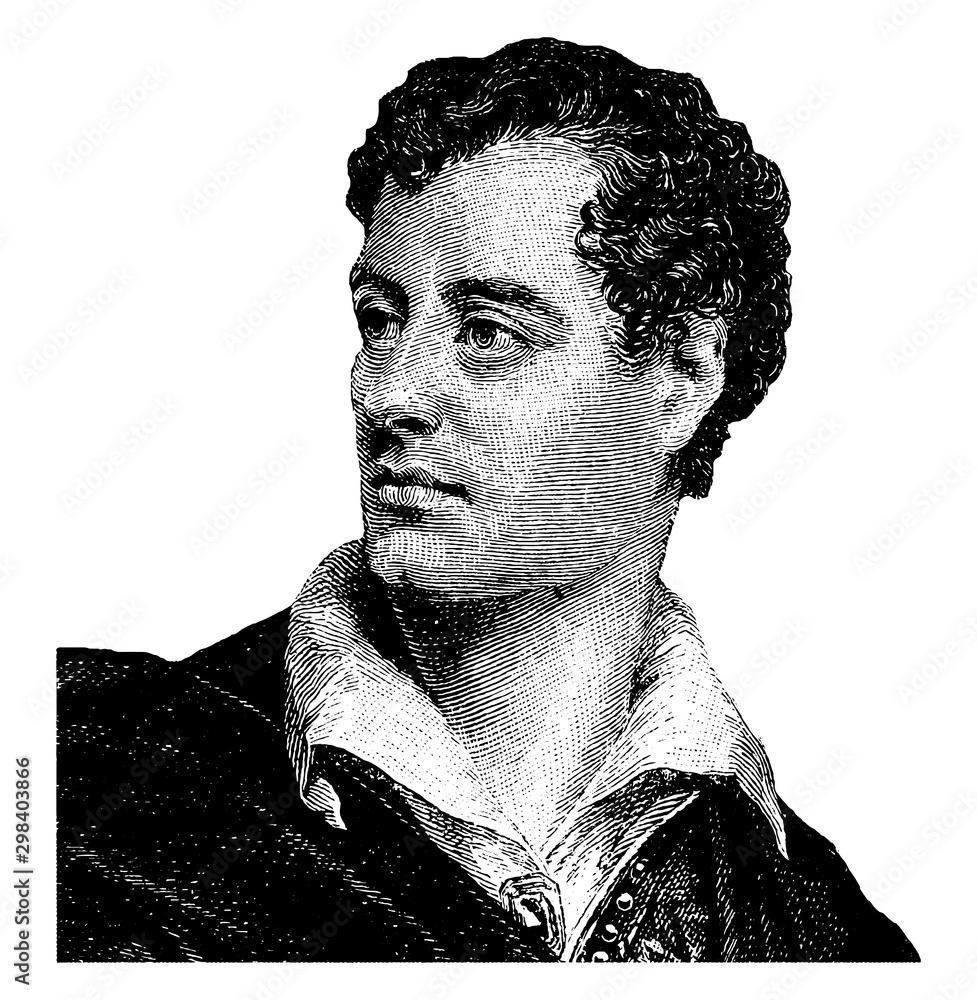 Lord Byron (George Gordon Noel), vintage illustration vector de Stock | Adobe Stock