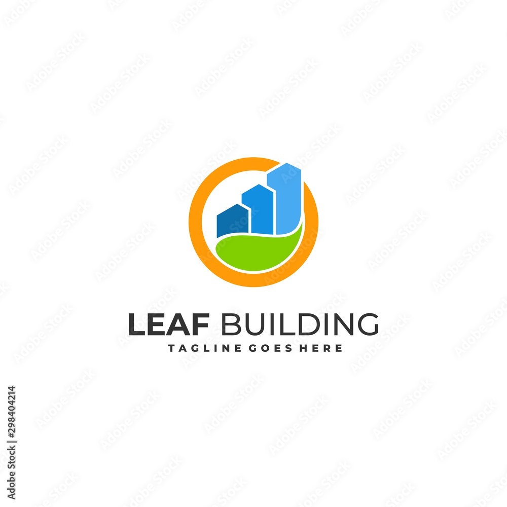 Building With Leaf and Circle Concept Vector Template. Building With Leaf and Circle Concept Vector Template.