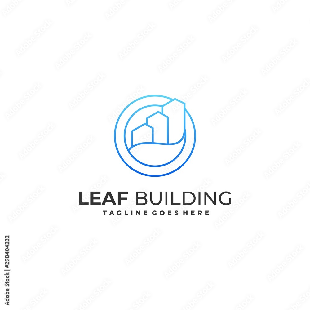 Building With Leaf and Circle Concept Vector Template. Building With Leaf and Circle Concept Vector Template.