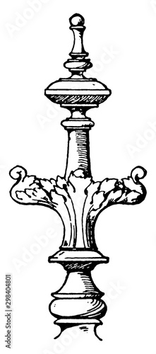 Modern Finial, furniture,  vintage engraving.