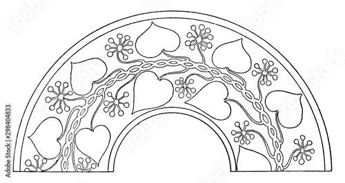 Greek Hydria is a decoration of the neck pattern, vintage engraving.