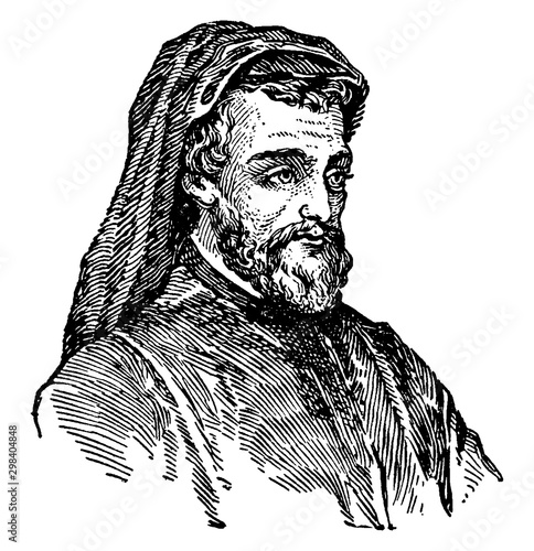 Geoffrey Chaucer, vintage illustration