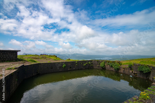 Prehistoric water tank on Lohagad Fort near Lonavala,Maharashtra,India