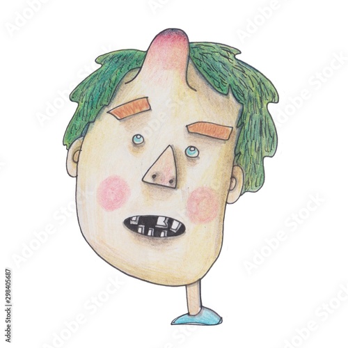 cool illustration of boy for your print, sticker on a white background.