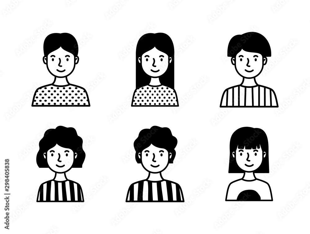 group of people avatars characters line style group of people avatars characters line style