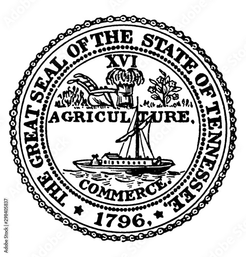 The Great Seal of the State of Tennessee, vintage illustration