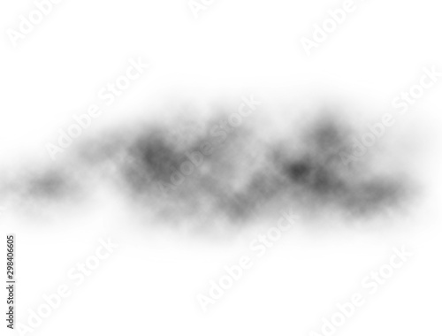 Black smoke on white background. Smoke brushes