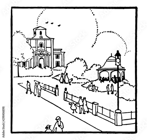 Roaming People vintage illustration.