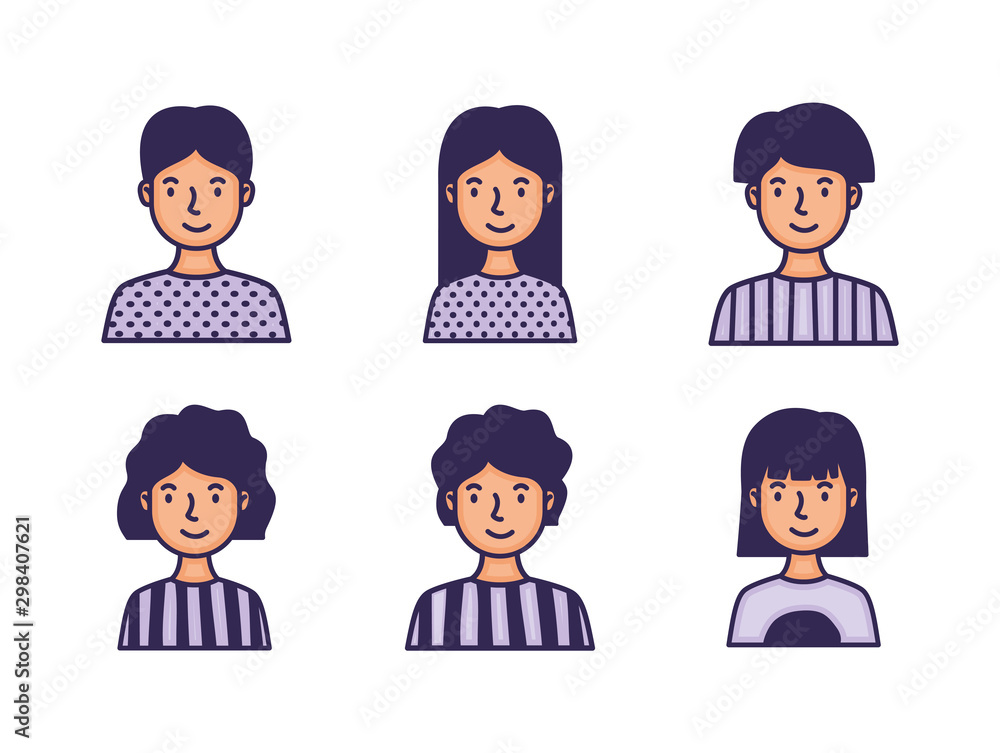 group of people avatars characters fill style group of people avatars characters fill style