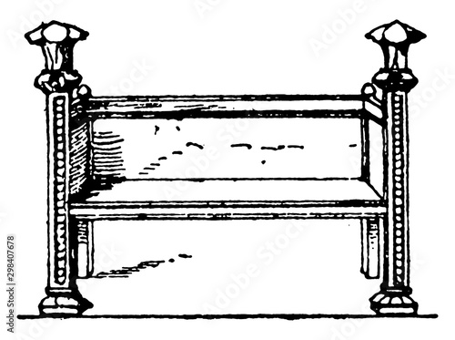 Middle Age Bench, vintage illustration