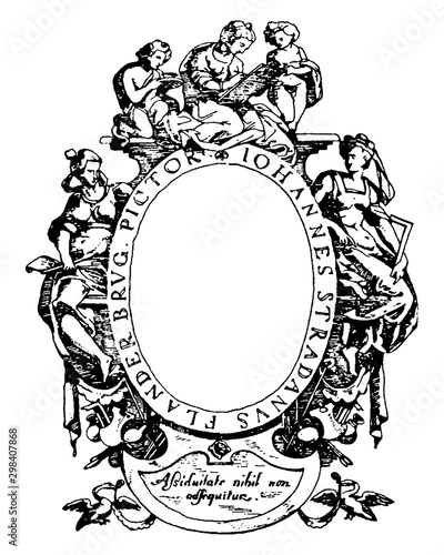 Border Typographical Frame was designed during the Renaissance, vintage engraving.