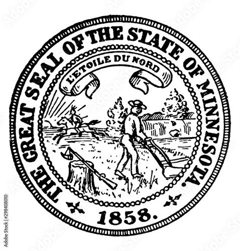 The Great Seal of the State of Minnesota, vintage illustration