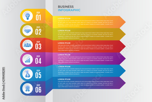 infographic template with six step instructions, can use for presentations, workflow layouts, brochures and others