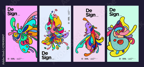 Colorful Abstract Background Pattern Set with Dummy Text for Web Design, Landing Page, Social Media Story, and Print Material.