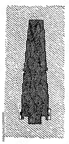 Great Pyramid of Giza, Section of the Grand Gallery, vintage engraving.