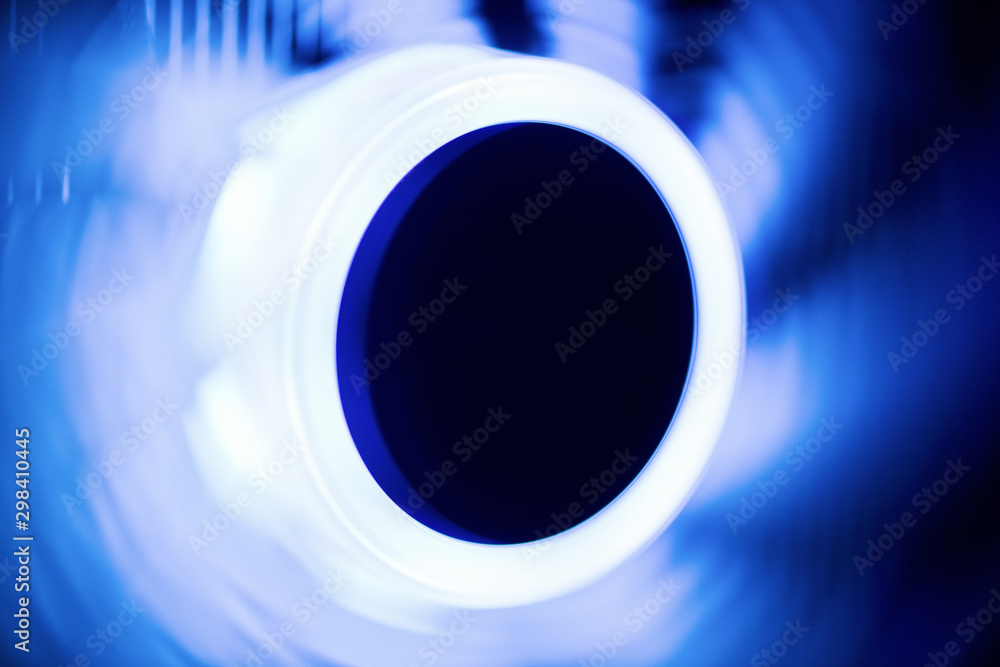 Close-up of a moving computer cooler with blue neon lights. CPU Cooler. LED  Light foto de Stock | Adobe Stock