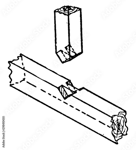 Bridle Joint, vintage illustration.