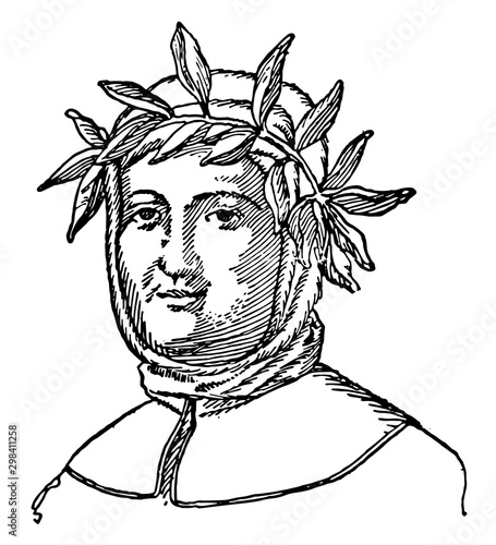 Francesco Petrarch, vintage illustration