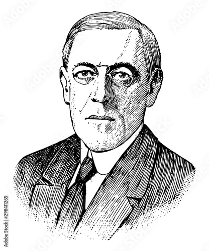 Woodrow Wilson, vintage illustration photo