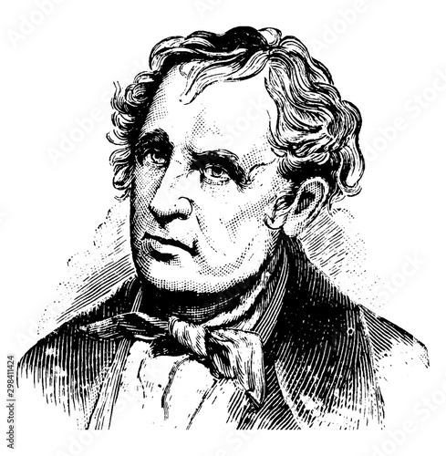 James Fenimore Cooper, vintage illustration